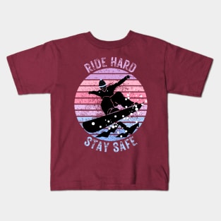 Snowboarder Ride Hard Stay Safe Kids T-Shirt